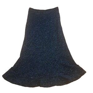 Catherine Stewart for Belle Point Mermaid Knit Skirt Midi Flared Black White S 6